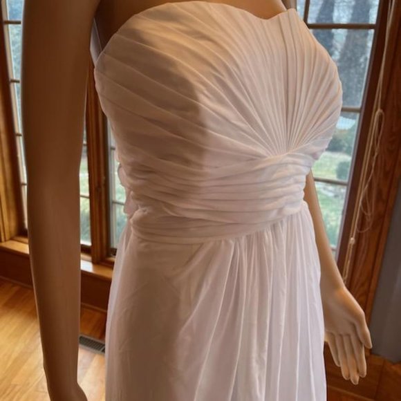 * Davids DB Studio Wh Chiffon Floor Strapless Bridal Gown Wedding Dress Size 22 - Picture 3 of 10